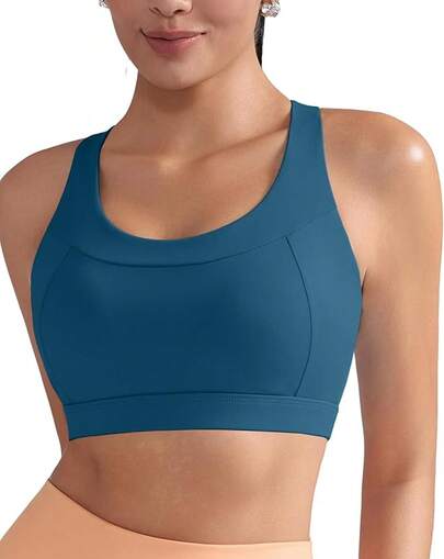Racerback Molded Cup Sports Bra With Sewn In Pads