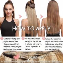 Invisible Headband Wire Clip In Remy Human Hair Extensions Full Head Extensiones De Cabello Humano #24 Natural Blonde #27 Dark Blonde #60 Platinum Blonde #613 Bleach Blonde - #24 Tóc vàng tự nhiên - Xem 7