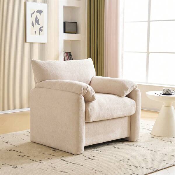 Sairedel XXL Chenille-Sessel im modernen Design – Übergroßer Freizeitsessel als dekoratives Einzelsofa für Wohnzimmer & Schlafzimmer – Premium Komfortstuhl