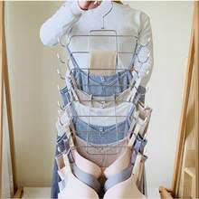 1 Percha plegable de acero inoxidable para el hogar, diseñada para almacenar y secar ropa interior. Hecha de metal con un diseño de 8 capas. Incluye ganchos para fijar ropa interior y sujetadores, así como un estante de una sola pieza sin costuras para almacenar camisetas de tirantes. - Multicolor - Ver 2