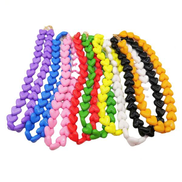 1 stuk elegante retro hartvormige harsketting, geschikt voor vrouwen, acryl choker, liefdesthema, geschikt voor dagelijks gebruik en feestdagen, Valentijnsdagcadeau, geschikt voor alle seizoenen