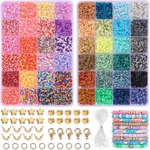 1pc Clay Bead Polymer Bracelet Making Kit, Contrast Color Solid Rainbow Soft Clay, Suitable For Teenage Girls DIY Friendship Beaded Jewelry Crafts, Gift Summer, School