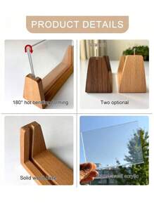 SURELIFE 1个6/7/8英寸U型亚克力和实心胡桃木相框支架桌面菜单展示架 - 多功能横向或纵向展示，是家居装饰和礼品展示的理想之选