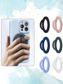 1pc Silicone Creative Magnetic Phone Holder, Magnetic Ring Grip Stand, Anti-Drop Anti-Slip Strong Magnetic Detachable Reusable 360° Rotation Phone Grip Stand, Hands-Free For Desk Viewing Compatible With IPhone, Android Phone, Gift For Birthday, Family, Friends Phone Ring Holder - Multicolor - View 2