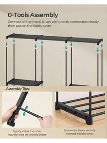 Clothes Wardrobe, Portable Closet, Open Storage Wardrobe, Clothes Garment Rack, 205 X 43 X 166 Cm, 5 Hanging Rods And Shelves, For Bedroom, Living Room, Laundry Room, Ink Black - 黑色 - 查看 3