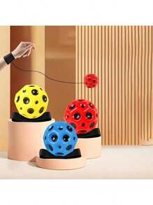 1 个迷你腕指球，带腕带，舒适抓握弹性运动球，耐用热塑性聚酯，太空和月亮图案，适合户外休闲和锻炼 - 非机动，无需电源，高弹性升级版，腕带更宽，佩戴更舒适