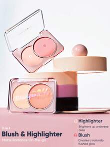 JUDYDOLL Duo Shades Blush Peach & Apricot Pink Cream Blush, Matte & Dewy Finish, Contour & Highlight, Suitable For Date, Self-Use, Gift, Newcomer, Niche, Surprise, New Product, Fresh & Unique, Gift For Friends & Girlfriend - #L02 Nước ép đào - Xem 3