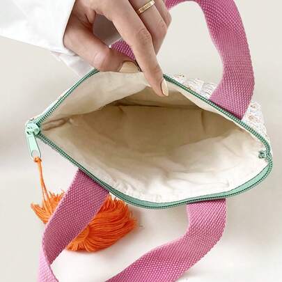 多功能媽媽尿布包,拼接設計手提收納袋