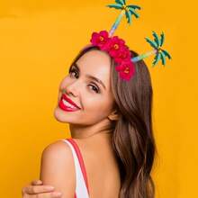 Summer Party Headband Hawaiian Head Boppers Beach Pool Party Hair Hoop Headwear Tropical Hair Decorations 1PCS - Headband-palmTree - View 5