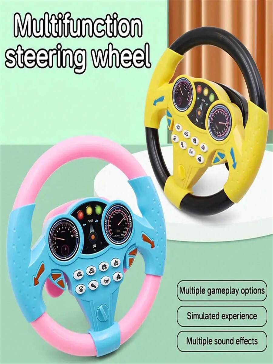 1pc Children's Funny Steering Wheel Toy, Can Be Attached Indoor/Outdoor On Car, With Music, Rotatable, Early Education Interactive Toy For Boys & Girls, Halloween & Christmas Gift (With Music + Rotatable Function, Suitable For Roleplay, Batteries Not Included) - Multicolor - View 1
