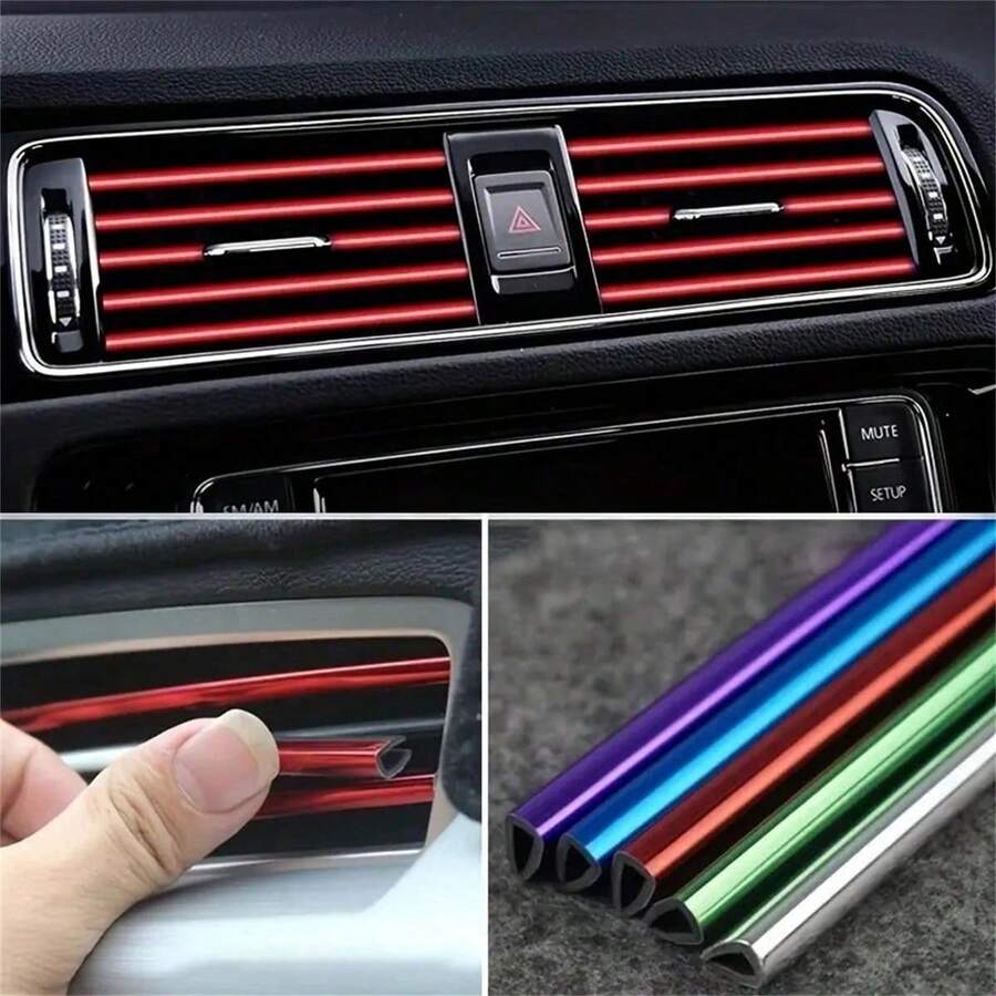 10 piezas Decoración en forma de U para salida de aire acondicionado de coche, Tira decorativa para salida de aire acondicionado de coche, Clip de modificación de suministros interiores en forma de U con acabado cromado, Color universal
