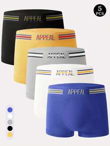 5pcs Men's Seamless Hipster Briefs, Soft & Comfortable Low-Rise Boxer Shorts