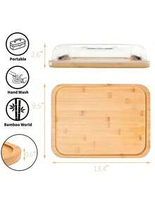 Travel Charcuterie Board With Lid,Cutting Boards For Kitchen, Black Handles, Perfect For Charcuterie & Snacks - màu nâu - Xem 2