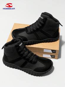 HOBIBEAR 1 Pair Unisex Waterproof Leather Sports Shoes, Soft Rubber Sole, Wide Fit, Comfortable, Suitable For Men And Women, Autumn/Winter, Black