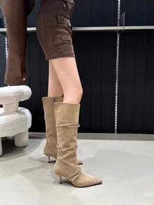 Women Over-The-Knee Boots - 杏色加棉 - 查看 8
