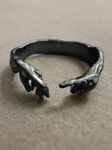 1 件铜制独特简约上帝之手亚当生命戒指女士时尚派对珠宝礼物开口可调节