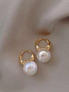 6 pares de pendientes elegantes y vintage con diseño geométrico cuadrado de perlas falsas, minimalistas y elegantes, versátiles para uso diario y festivo de las mujeres - Conjunto N - Ver 2