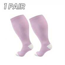 1/3 双装女士特大号压缩袜，防滑、柔软透气，适合日常穿着、办公、健身、运动，舒适透气。 - 彩色 - 查看 17