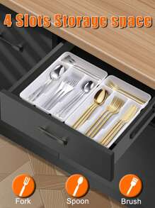 1 pièce Boîte de rangement pour couverts, boîte de rangement pour argenterie, plateau de rangement pour tiroir de cuisine, en matériau plastique PP, convient pour le plan de travail de la cuisine, le rangement dans les tiroirs, les couverts, les baguettes, le compartiment de rangement des ustensiles