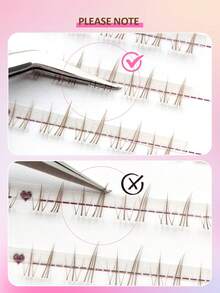 Rikuaild 100pcs DIY Brown Lower Lashes, Anime Lashes, Natural Soft Brown Cartoon Lashes For Eyelash Extension, Beginner Friendly Korean Style, Transparent Band C-Curl Cluster Individual Lower Lashes - C - View 6