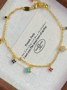 1pc Exquisite Summer Dopamine Rainbow Candy Starry Sky Zirconia Bracelet Ladies Jewelry For Women 925 Sterling Silver Elegant Minimalist Chain Bracelet Fine Jewelry Gift For Sisters Friendship