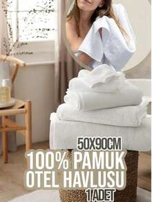 Made In Turkey – 100% Cotton Hotel Hand & Face Towel | 50x90 Cm | White | Soft & Absorbent - White - View 1