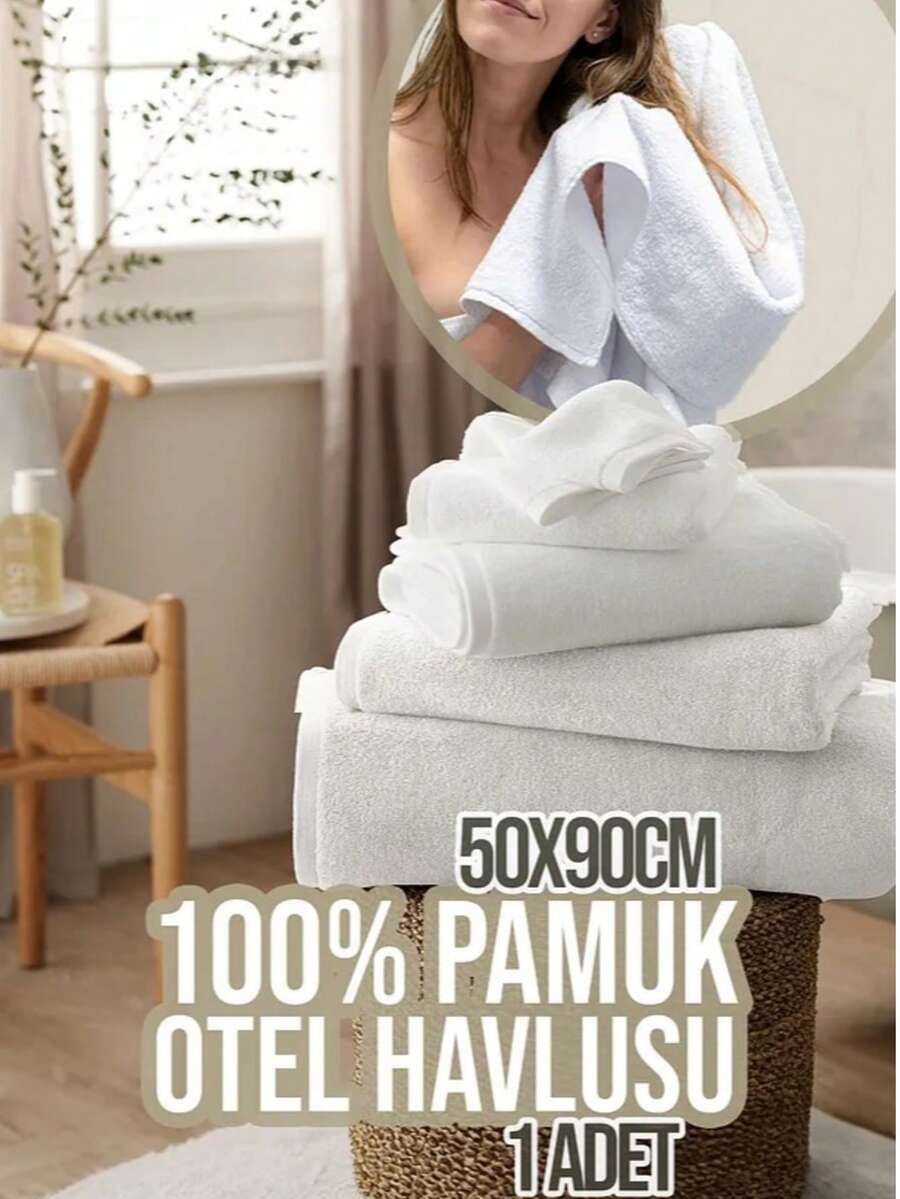 Made In Turkey – 100% Cotton Hotel Hand & Face Towel | 50x90 Cm | White | Soft & Absorbent - White - View 1