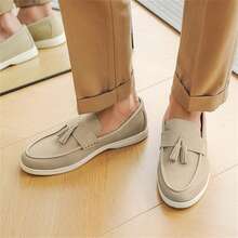Men's Spring/Summer New Slip-On Casual Loafers - Beige, Faux Leather, Round Toe, Comfortable & Fashionable, Suitable For Daily Wear, Streetwear And Outdoor Activities