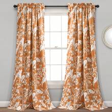 LUSH DECOR Dolores Light Filtering Window Curtain Panels Blue 52x95+2 Set Halloween-Fall Decor-Room Decor - Orange - View 2