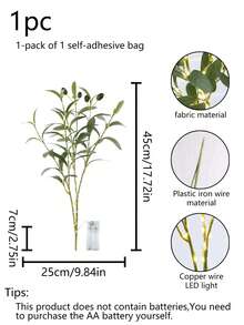 1pc Olive Branch LED Light, Modern Home Decor Lamp, Suitable For Festivals, Weddings, Birthdays, Party Atmosphere Creation, Great For Cabinet, Dining Table, Cafe Decoration - 彩色 - 查看 8