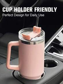 1pc 1200ML/40oz Handle Insulated Tumbler, 304 Stainless Steel Vacuum Insulated Travel Mug For Car, Keeps Drinks Hot/Cold