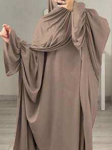 1 件蝙蝠袖长袍，穆斯林伊斯兰女装，适合日常穿着，四季皆宜 - 彩色 - 查看 3