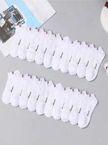 5/6/10/20 双男女通用纯色简约百搭低帮透气吸湿排汗短袜，防臭，适合日常穿着、运动、户外、旅行、约会、商务、休闲，男女皆宜，春夏秋冬 - 彩色 - 查看 3