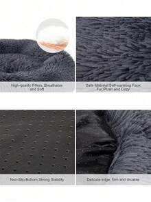 1pc Long Plush Dog Bed, Warm Pet House, Breathable Cat Nest Suitable For Small, Medium And Large Cats And Dogs, All Season - Dark Grey - View 9