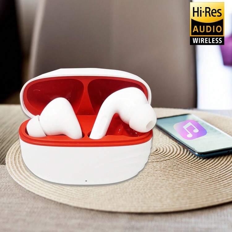 TWS Bluetooth Wireless Headphones With Touch Control - Red and White - View 10