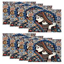 1/4/6/8/12 Pcs Linen Dining Table Mats, Washable Printed Placemats, Surface Protective Pads, Indoor Outdoor Dining Table Mats, Suitable For Holiday Parties, Kitchen Dining Table Decor