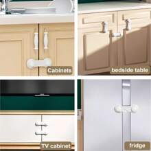 1 件白色冰箱锁，易于安装，无需钻孔冰箱门锁 - 自动关闭，确保密封和儿童保护，多用途用于抽屉和橱柜，厨房：消毒柜/烤箱门锁，浴室保护：马桶盖/洗衣机锁，