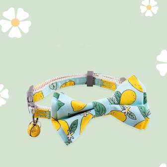 Pet Floral & Fruit Pattern Collar, Cat/Small Dog Bell Bow Tie Necklace, Cat Neck Strap, Small Dog Neck Ring