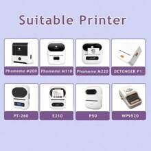 Impressora de Etiquetas M110 Papel Térmico Autoadesivo, Compatível com E210/P50/PT-260 Phomemo M110 M220 M200 Máquina para Código de Barras/Endereço/Logotipo/Negócios/Etiqueta para Casa