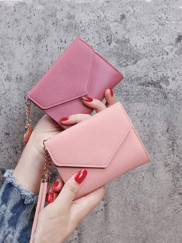 Fashionable And Cute Tassel-Decorated Wallet Artificial Leather Multi-Functional Wallet Women's Short Wallet Coin Card Holder Gift Valentine's Day For Women's Wallet Wallet Wallet Small Wallet Money Wallet Mini Wallet Purse Wallet Cute Wallet