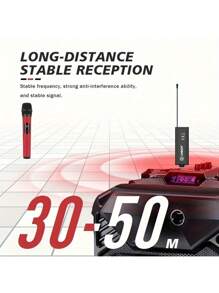 LMBGM Professional Wireless Microphone 800mAh Battery Leather Lacquer Craft Home KTV Outdoor Portable Singing Performance Microphone Handheld Microphone System - Red - View 7