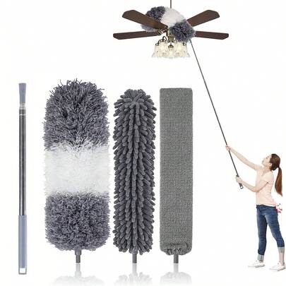 4 قطع/مجموعة فرشاة تنظيف متعددة الرؤوس مع فرشاة تنظيف السقف الميكروفيبر طويلة الأمد