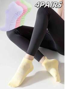 4 pares de calcetines de tobillo transpirables para mujer, adecuados para yoga, pilates, ballet, danza, descalzo - Multicolor - Ver 9