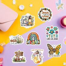 50 件基督教贴纸复活节礼物圣经经文贴纸复活节装饰信仰贴纸圣经贴纸经文贴纸耶稣贴纸宗教贴纸乙烯基防水贴纸适用于水瓶、水壶、吉他、行李箱、手机、手机壳、笔记本电脑、滑板、礼物 - 多色C - 查看 8