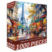 1 Box 1000 Piece Jigsaw Puzzle, Size 70cm*50cm, Landscape & Cartoon Painting Style, Adult Stress Relief, Decorative Art, Suitable For Halloween, Christmas, Gift - Multicolor - View 7