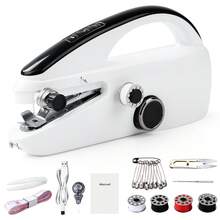 Portable Mini Sewing Machine: Electric Hand Sewing Machine With Sewing Kit For Versatile Handicrafts - Black and White - View 1