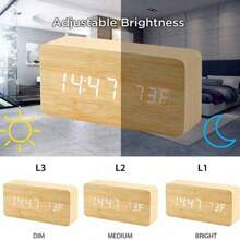 1 Pieza Reloj de madera inteligente para la vida Despertadores para dormitorio Reloj de mesa Dispositivo electrónico para el hogar Decoración Repetición de alarma Reloj de mesa de cabecera con control de voz Reloj despertador digital de escritorio Decoración del hogar Regreso a la escuela Decoración de la habitación Útiles escolares