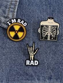 3 件 I'm RAD 骷髅胸针 创意趣味胸针 衣服背包配饰 珠宝礼物 送给朋友