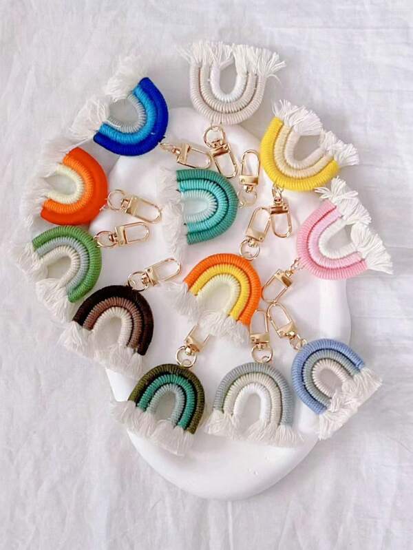 1pc Handmade Cute Rainbow Bag Charm Bag Accessory Backpack Decor Keychain For Bag
