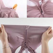 Zip Front Sports Bra For Women - Medium Support Racerback Workout Bra With Removable Pads & Double Hookshalloween - 灰色+紫色+白色+淺藍色 - 查看 2